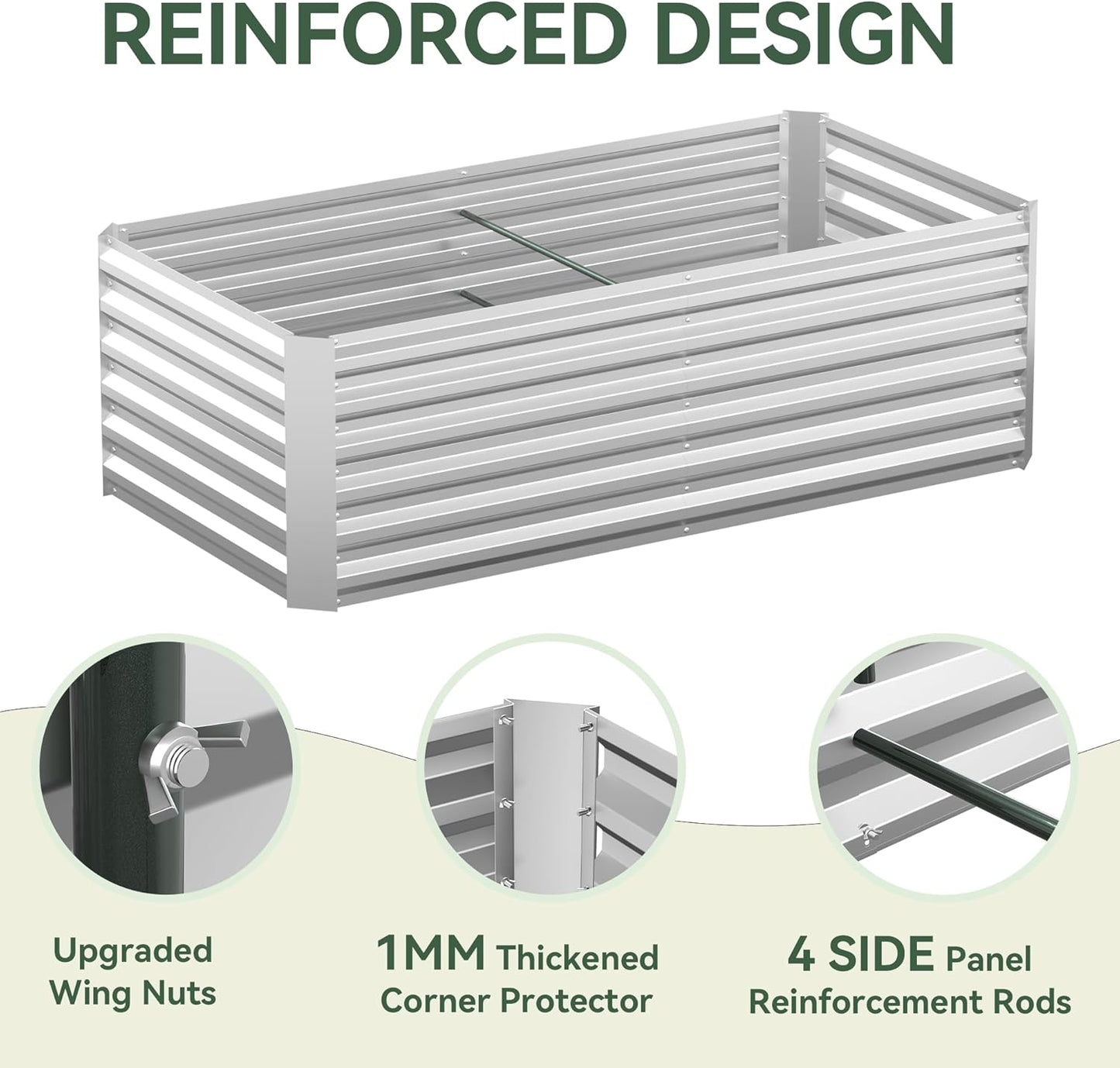 Lineware Raised Garden Bed with Self-Watering System, 6x3x1 ft Elevated Planter Boxes Outdoor with PE Cover, Galvanized Raised Beds for Gardening,Vegetables,Flowers, Backyard, Patio