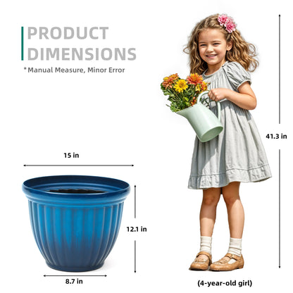 Autodaya 22" Urn Planters Outdoor Planter for Plants Set of 2 Timeless Plastic Large Flower Pot with Drainage Hole Terrazzo White Garden Pots for Porch, Patio Christmas Decor