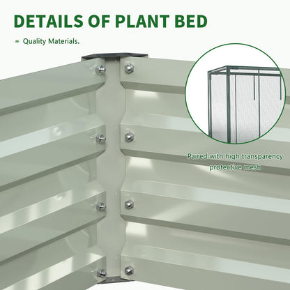 Galvanized Raised Garden Bed with Crop Cage Plant Protection Net Tent Kit for Garden Plant, 71"x35.4"x 59" Plants Protection Tent Cage Metal Planter Box Bottomless Planting Vegetables Outdoor