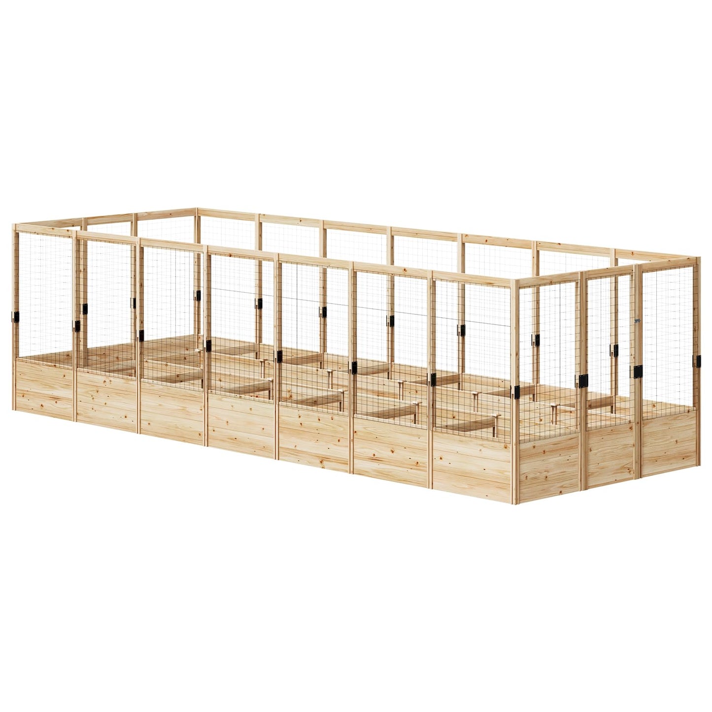 AMERLIFE Raised Garden Bed with Deer Proof Fence, 7.5Wx17Dx6H Outdoor Wooden Raised Garden Bed Planter with 19" Depth Planter Box