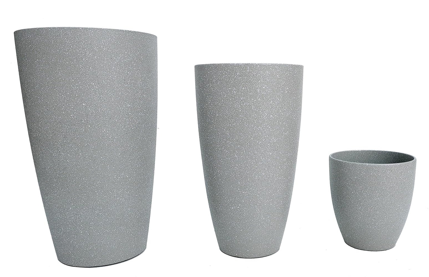 24,21,11 Inch Large Plastic Planters with Drainage Hole and Saucer - Set of 3 Tall Plant Pots Indoor Flower Pot Tall Round Planters Outdoor Large Tall Planter
