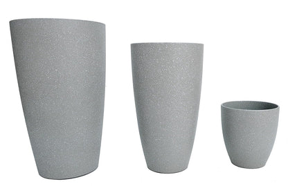 24,21,11 Inch Large Plastic Planters with Drainage Hole and Saucer - Set of 3 Tall Plant Pots Indoor Flower Pot Tall Round Planters Outdoor Large Tall Planter