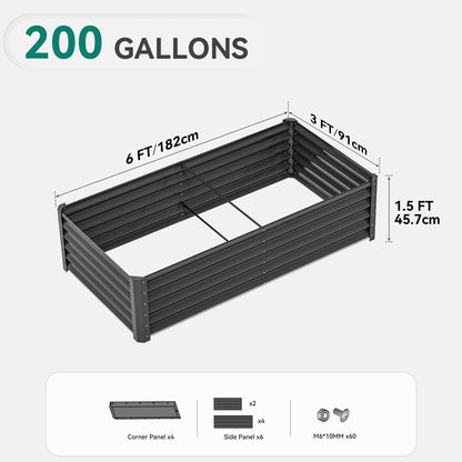 YITAHOME 6pcs 8x4x2 ft Galvanized Raised Garden Bed Kit, Large Metal Planter Box with Gloves, Safety Rubber & Support Rod, Outdoor Flower Bed for Plants Vegetables, Green