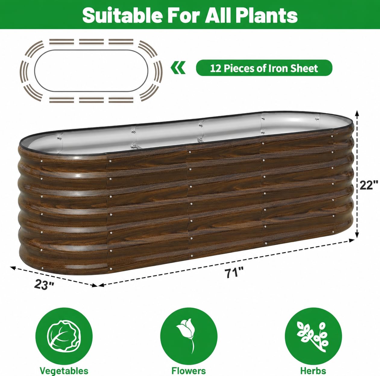 SnugNiture Galvanized Steel Raised Garden Bed Kit - 2 Pack 4x2x2 ft Metal Planter Box for Vegetables, Flowers, Herbs | Easy Assembly, Open Bottom Design for Optimal Drainage