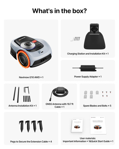 Segway Navimow i110N Robot Lawn Mower Perimeter Wire Free 1/4 Acre RTK+Vision Robotic Lawnmower, AI-Assisted Mapping, Virtual Boundary, APP Control, 58dB(A) Quiet, Multi-Zone Management