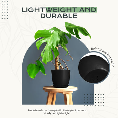 Utopia Home Plant Pots Indoor with Drainage Holes – Set of 5 White Plastic Flower Pots (7/6.6/6/5.3/4.8 Inch) – Modern Planters for Indoor Plants, Room & Office Décor, Great Stocking Stuffers