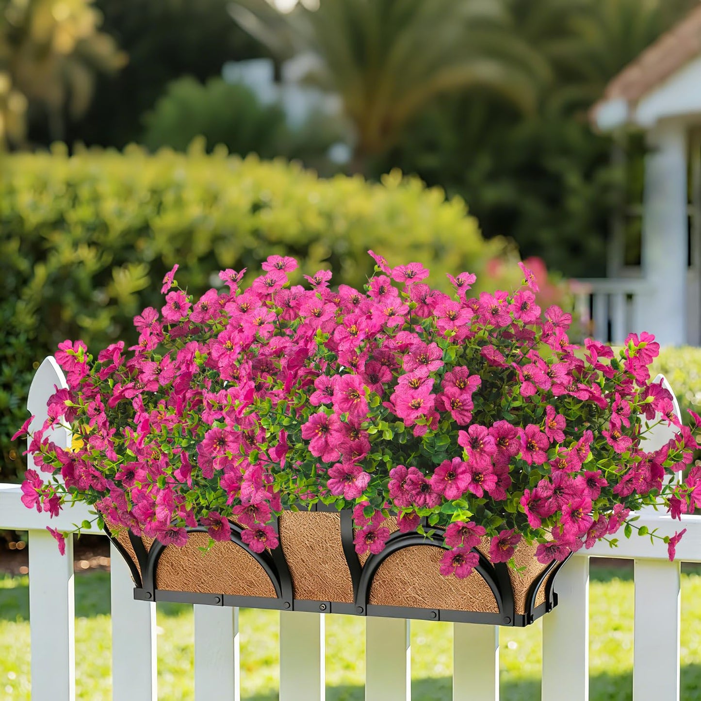 Grunyia 20 Bundles Artificial Flowers for Outdoors, UV Resistant Fake Plants Flowers Greenery Shrubs Plants for Decoration Outside Plants Hanging Planter Home Garden Decor