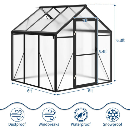 IDEALHOUSE 8×10 FT Greenhouse, Large Walk in Greenhouses for Outdoors and Garden Planting, Polycarbonate Greenhouse with Enhanced Aluminum Frame, Green Houses with Quick Setup Structure and Roof Vent