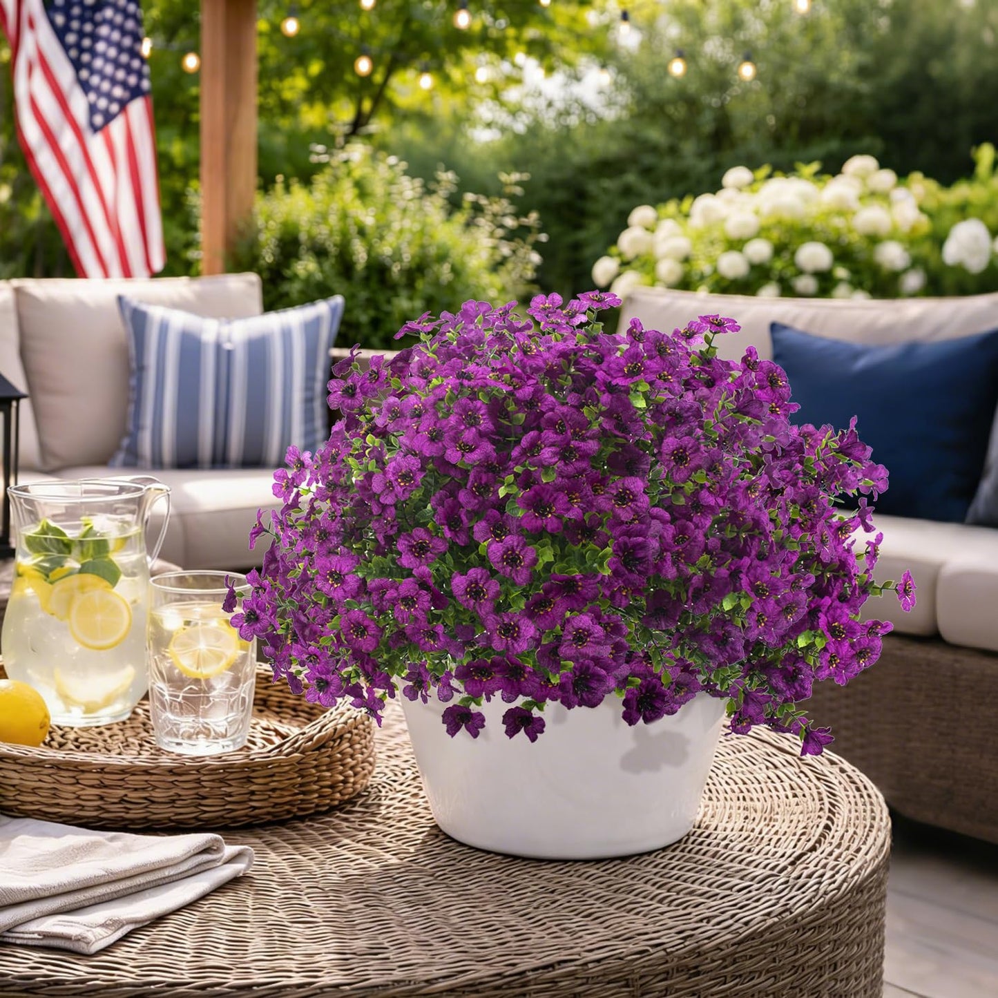 Grunyia 20 Bundles Artificial Flowers for Outdoors, UV Resistant Fake Plants Flowers Greenery Shrubs Plants for Decoration Outside Plants Hanging Planter Home Garden Decor
