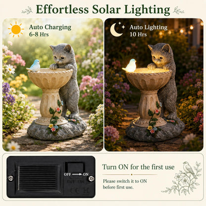 Nacome Solar Dog Statue for Garden Decor: IP65 Weatherproof Resin with Automatic Lighting - No Installation- Outdoor Yard Patio Balcony Art - Birthday Gifts for Bird Lovers Mom Grandma Women