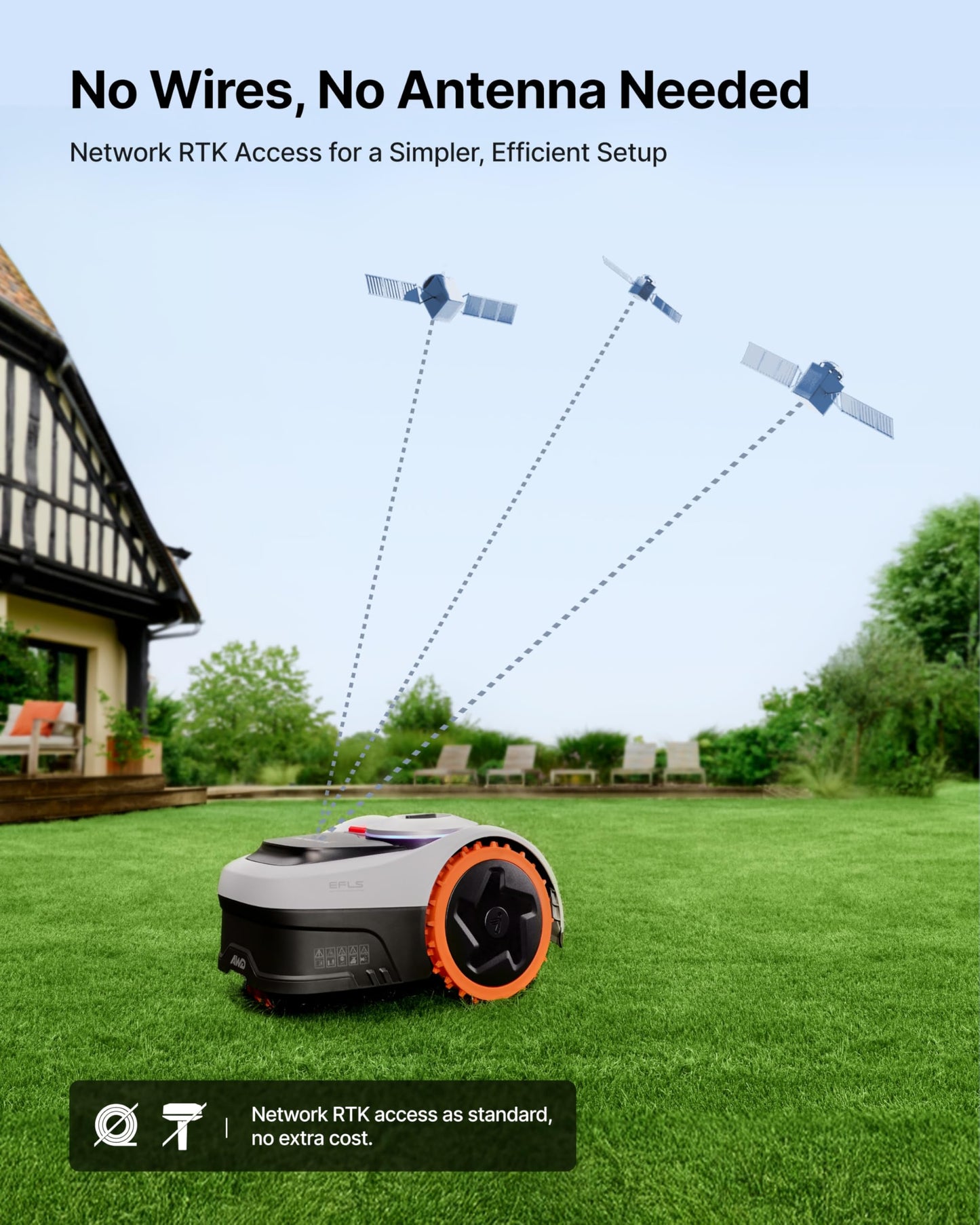 Segway Navimow i110N Robot Lawn Mower Perimeter Wire Free 1/4 Acre RTK+Vision Robotic Lawnmower, AI-Assisted Mapping, Virtual Boundary, APP Control, 58dB(A) Quiet, Multi-Zone Management