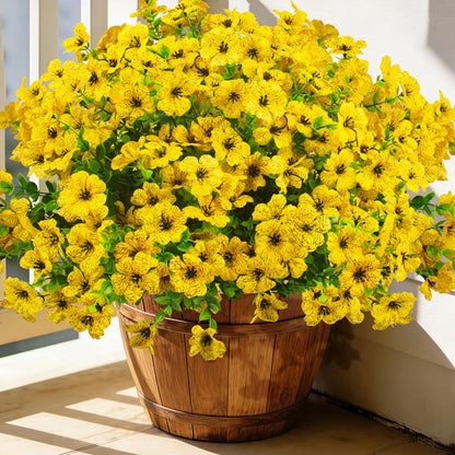 Grunyia 20 Bundles Artificial Flowers for Outdoors, UV Resistant Fake Plants Flowers Greenery Shrubs Plants for Decoration Outside Plants Hanging Planter Home Garden Decor