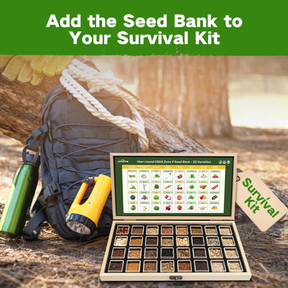Lush&Dew Year-Round USDA Zone 9 Seed Bank, Gardening Gifts for Women Men, 32 Varieties Non-GMO Heirloom Seeds of Vegetables Herbs Fruits, Gift for Mom Dad, Survival Seed Kit for Raised Garden Beds