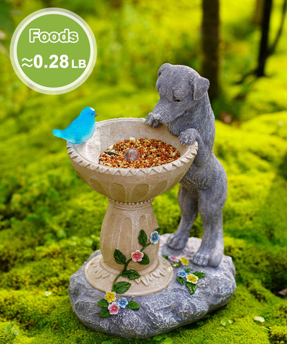 Nacome Solar Dog Statue for Garden Decor: IP65 Weatherproof Resin with Automatic Lighting - No Installation- Outdoor Yard Patio Balcony Art - Birthday Gifts for Bird Lovers Mom Grandma Women