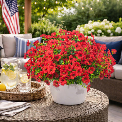 Grunyia 20 Bundles Artificial Flowers for Outdoors, UV Resistant Fake Plants Flowers Greenery Shrubs Plants for Decoration Outside Plants Hanging Planter Home Garden Decor