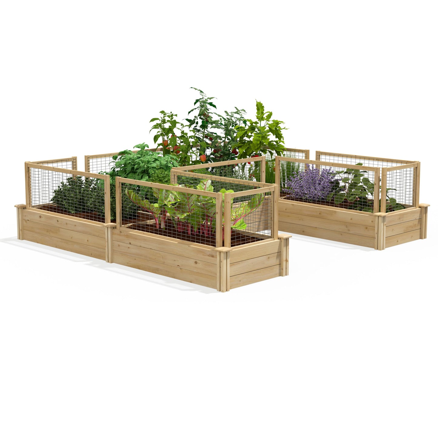 Greenes Fence Premium Cedar Raised Garden Bed with CritterGuard Fence System, 8' x 8' x 10.5" (3/4" Thick) U-Shaped Bed - Made in USA with North American Cedar