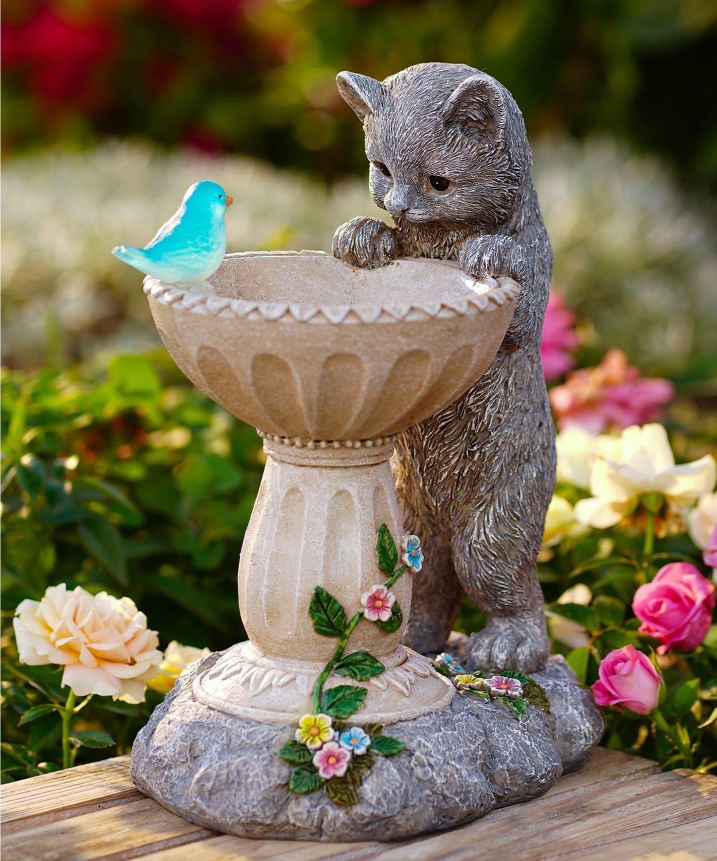 Nacome Solar Dog Statue for Garden Decor: IP65 Weatherproof Resin with Automatic Lighting - No Installation- Outdoor Yard Patio Balcony Art - Birthday Gifts for Bird Lovers Mom Grandma Women