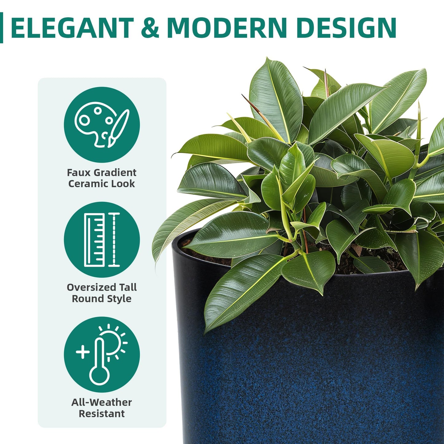 Autodaya 22" Urn Planters Outdoor Planter for Plants Set of 2 Timeless Plastic Large Flower Pot with Drainage Hole Terrazzo White Garden Pots for Porch, Patio Christmas Decor