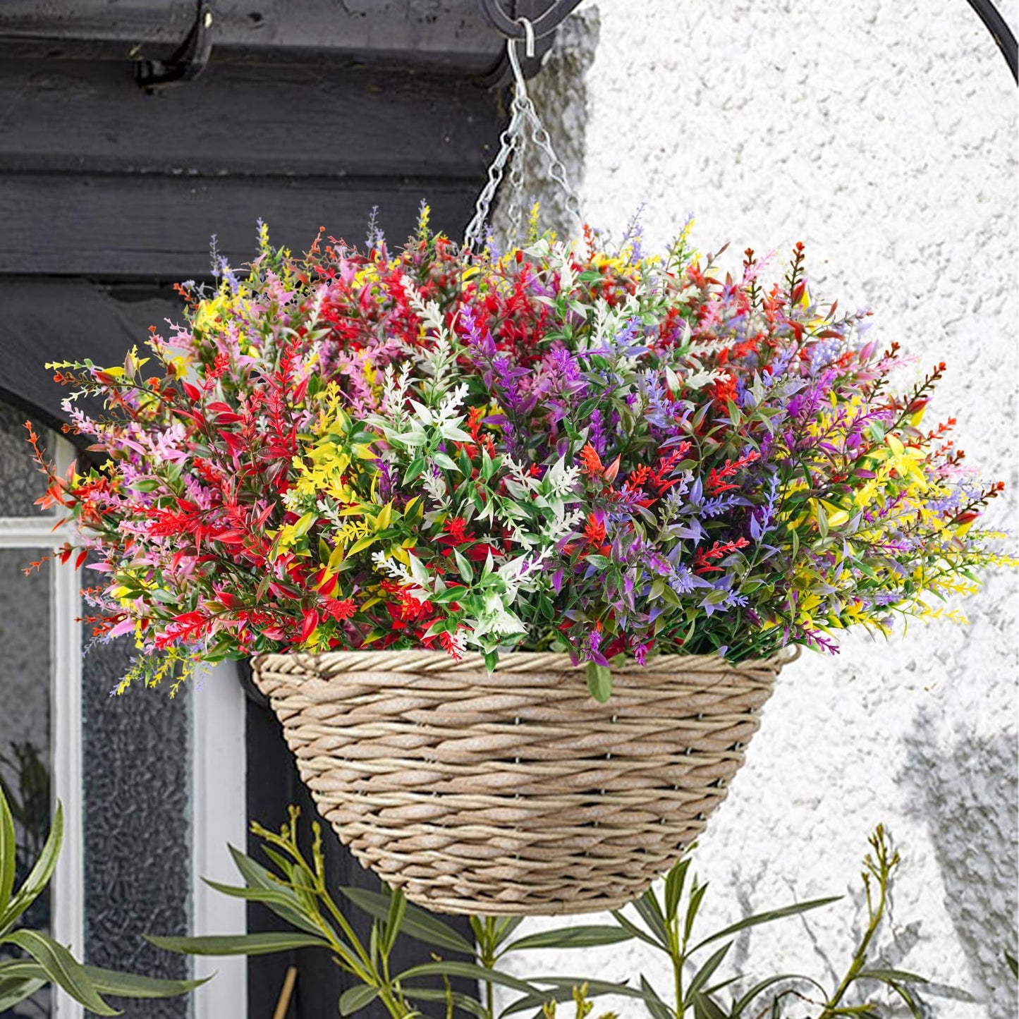 36 Pcs Artificial Flowers for Outdoors, Faux Artificial Plants UV Resistant Fake Plants Outside for Planter Porch Window Home Patio Yard Garden Decor (Mixed Purple)