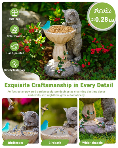 Nacome Solar Dog Statue for Garden Decor: IP65 Weatherproof Resin with Automatic Lighting - No Installation- Outdoor Yard Patio Balcony Art - Birthday Gifts for Bird Lovers Mom Grandma Women