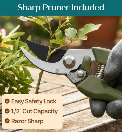 Heavy Duty Gardening Tools - Gardening Gifts for Women, Men, Mom, Dad - Durable, Ergonomic Garden Tools Set (Green)