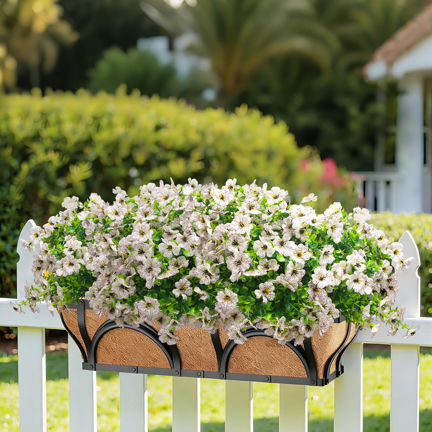 Grunyia 20 Bundles Artificial Flowers for Outdoors, UV Resistant Fake Plants Flowers Greenery Shrubs Plants for Decoration Outside Plants Hanging Planter Home Garden Decor