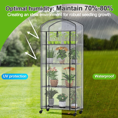Walk-in Greenhouse with Height-Adjustable Shelves, Heavy Duty Green House for Outdoors/Indoors, Heavy-Duty Steel Frame & Thickened PVC Cover, 82"x57"x55.5", Black