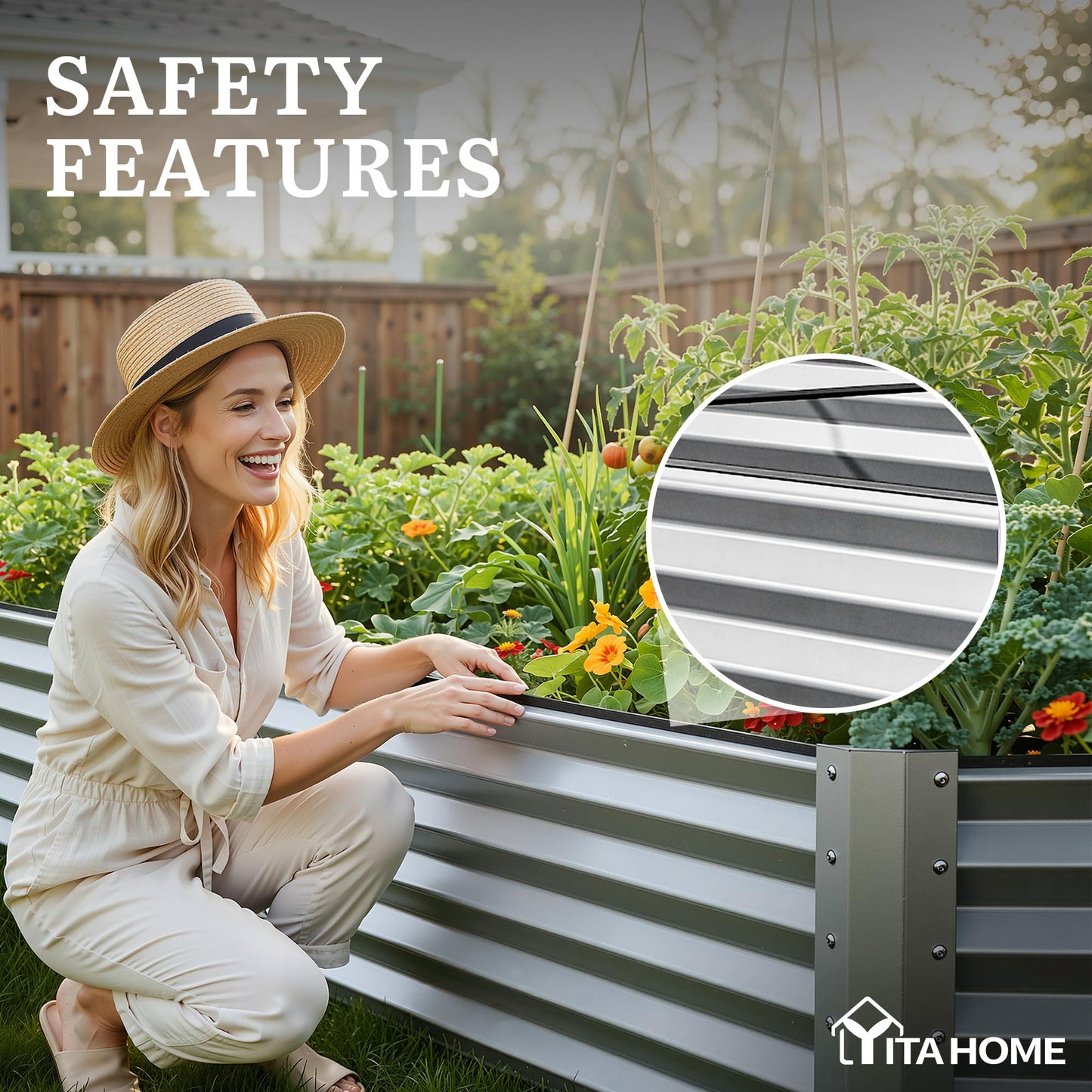 YITAHOME 8x4x1.5ft 2pcs Large Raised Garden Bed Kit, Galvanized Metal Planter Box with Gloves, Outdoor Above Ground Planters for Plants Vegetables Flowers, Silver