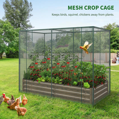 Galvanized Raised Garden Bed with Crop Cage Plant Protection Net Tent Kit for Garden Plant, 71"x35.4"x 59" Plants Protection Tent Cage Metal Planter Box Bottomless Planting Vegetables Outdoor