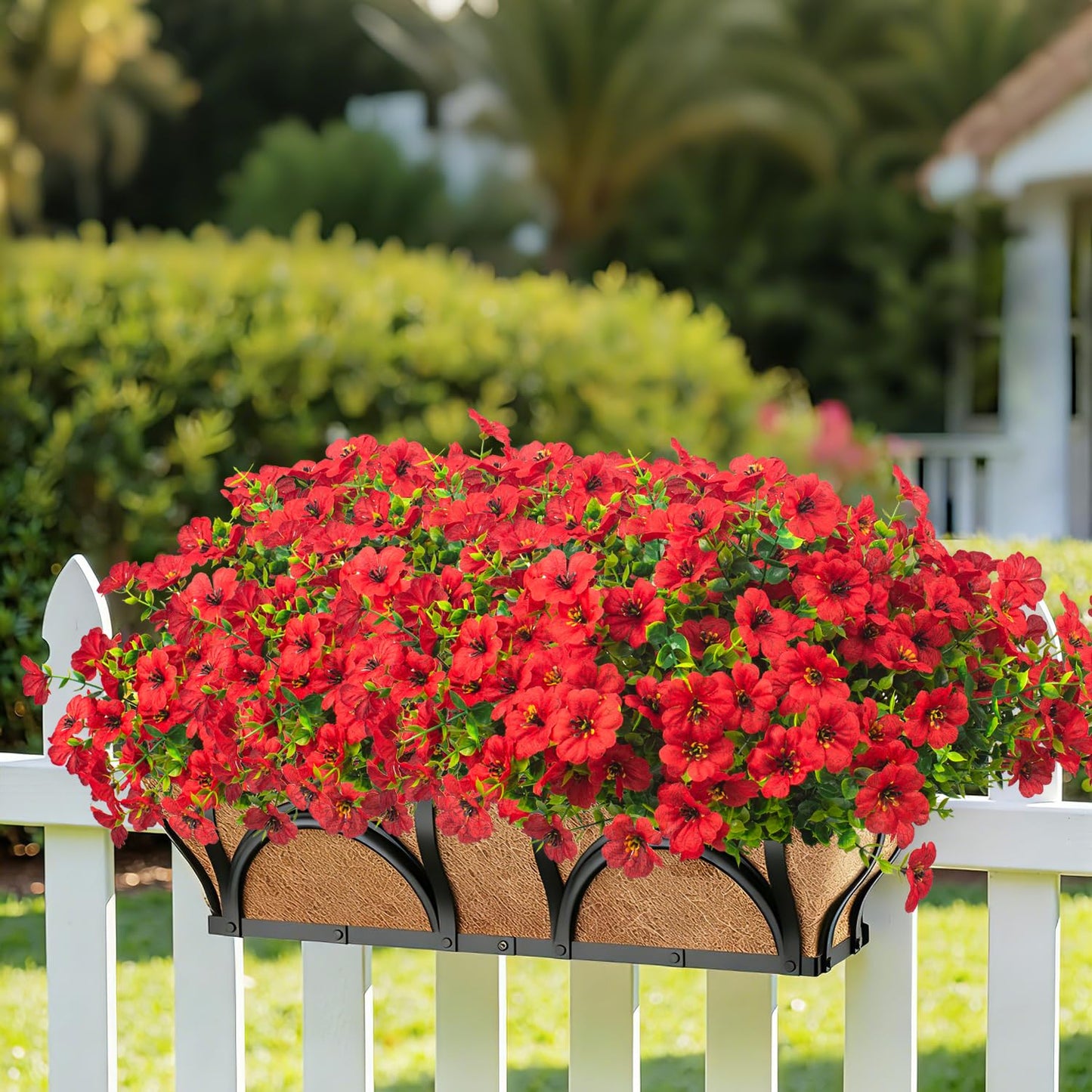 Grunyia 20 Bundles Artificial Flowers for Outdoors, UV Resistant Fake Plants Flowers Greenery Shrubs Plants for Decoration Outside Plants Hanging Planter Home Garden Decor