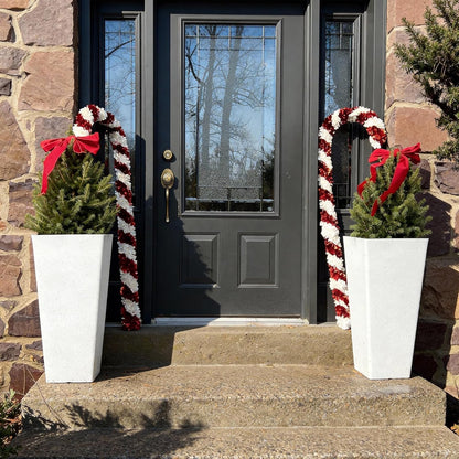 Autodaya 22" Urn Planters Outdoor Planter for Plants Set of 2 Timeless Plastic Large Flower Pot with Drainage Hole Terrazzo White Garden Pots for Porch, Patio Christmas Decor