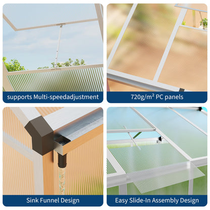 IDEALHOUSE 8×10 FT Greenhouse, Large Walk in Greenhouses for Outdoors and Garden Planting, Polycarbonate Greenhouse with Enhanced Aluminum Frame, Green Houses with Quick Setup Structure and Roof Vent