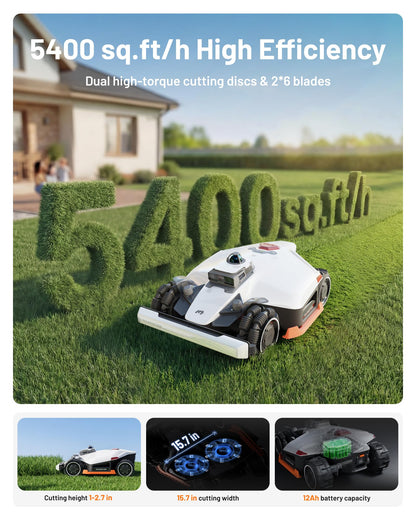 Mammotion LUBA 3 AWD 5000H Robot Lawn Mower with Garage (Ship Separately), 1.25 Acres, 360° LiDAR+NetRTK+AI Vision, All-Wheel-Drive for 80% Slopes, 50 Multi-Zone Management, Cutting Height 2.2"-4.0"