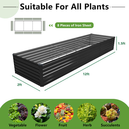 DIIYIV 8x4x1.5FT Galvanized Raised Garden Bed,Vegetable Boxes-Rectangle Metal Flower Box,Large Planter Raised Beds Outdoor Garden for Planting,Fruit,Herb-Silver