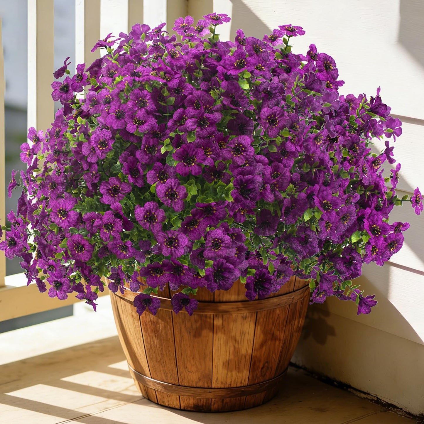 Grunyia 20 Bundles Artificial Flowers for Outdoors, UV Resistant Fake Plants Flowers Greenery Shrubs Plants for Decoration Outside Plants Hanging Planter Home Garden Decor
