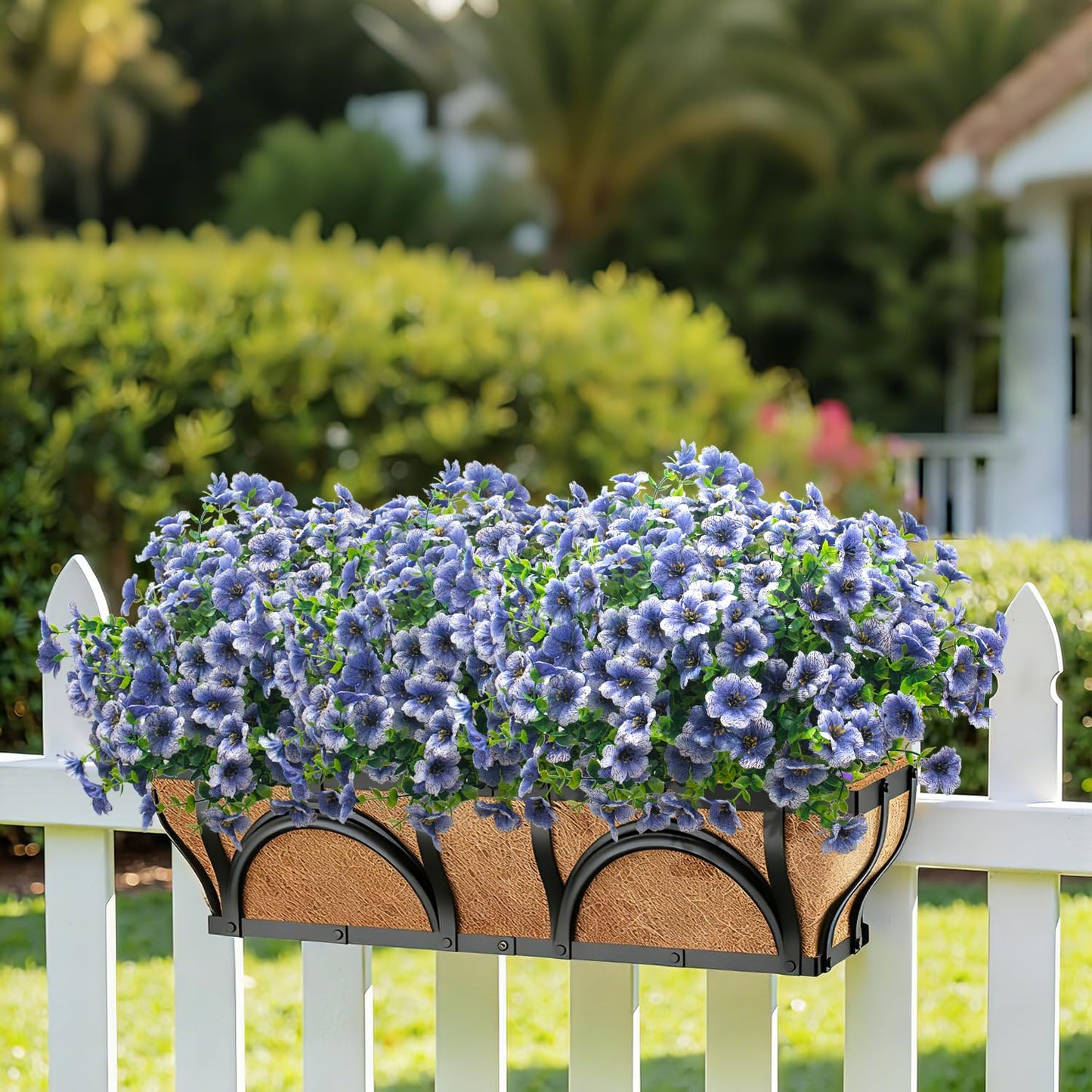 Grunyia 20 Bundles Artificial Flowers for Outdoors, UV Resistant Fake Plants Flowers Greenery Shrubs Plants for Decoration Outside Plants Hanging Planter Home Garden Decor