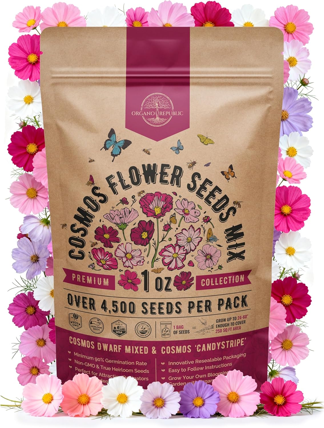 Sunflower Mix Seeds Pack 8 oz - Over 10,300 Non-GMO Heirloom Sunflower Seeds for Planting, Annual Flowers in Individual Seed Packet for Planting Home Garden Indoor & Outdoor Gardening