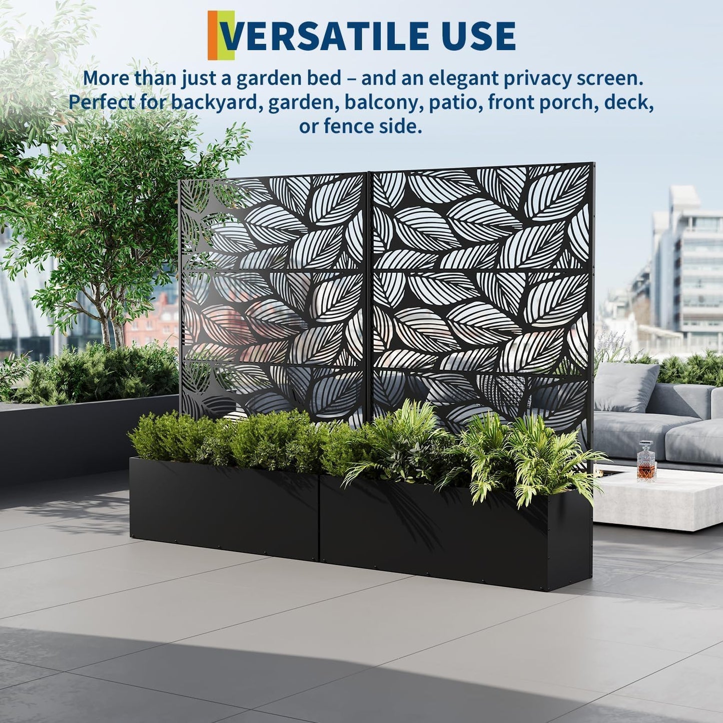 GarveeLife Metal Planter Box with Trellis, 71"x47"x16" Raised Garden Bed for Climbing Plants, Vegetables, Vines, Privacy Planters for Patio with Drainage Holes, 15.7" Deep Planting Bed