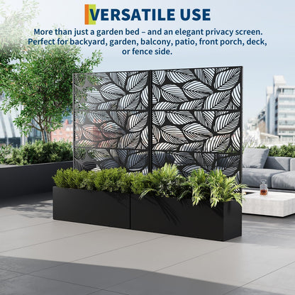 GarveeLife Metal Planter Box with Trellis, 71"x47"x16" Raised Garden Bed for Climbing Plants, Vegetables, Vines, Privacy Planters for Patio with Drainage Holes, 15.7" Deep Planting Bed