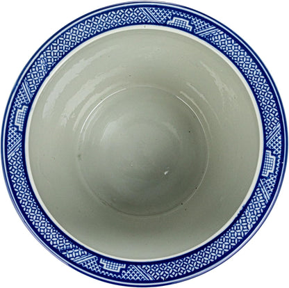 Creative Co-Op Hand-Painted Stoneware Planter, Blue and White
