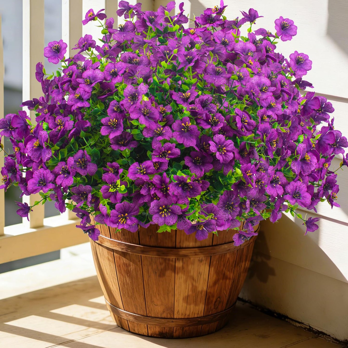 Grunyia 20 Bundles Artificial Flowers for Outdoors, UV Resistant Fake Plants Flowers Greenery Shrubs Plants for Decoration Outside Plants Hanging Planter Home Garden Decor