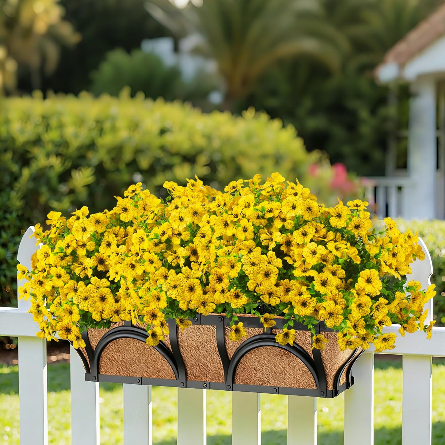 Grunyia 20 Bundles Artificial Flowers for Outdoors, UV Resistant Fake Plants Flowers Greenery Shrubs Plants for Decoration Outside Plants Hanging Planter Home Garden Decor