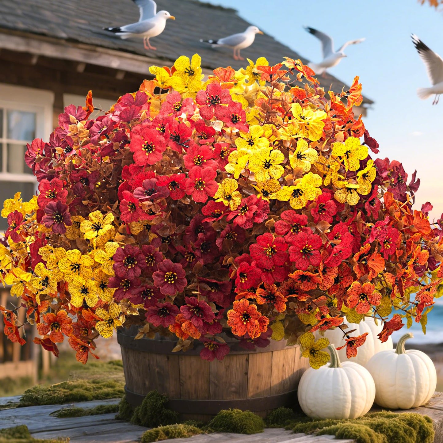Grunyia 20 Bundles Artificial Flowers for Outdoors, UV Resistant Fake Plants Flowers Greenery Shrubs Plants for Decoration Outside Plants Hanging Planter Home Garden Decor