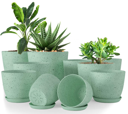 Utopia Home Plant Pots Indoor with Drainage Holes – Set of 5 White Plastic Flower Pots (7/6.6/6/5.3/4.8 Inch) – Modern Planters for Indoor Plants, Room & Office Décor, Great Stocking Stuffers