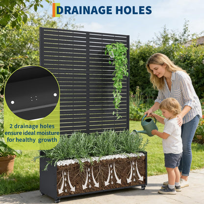 GarveeLife Metal Planter Box with Trellis, 71"x47"x16" Raised Garden Bed for Climbing Plants, Vegetables, Vines, Privacy Planters for Patio with Drainage Holes, 15.7" Deep Planting Bed