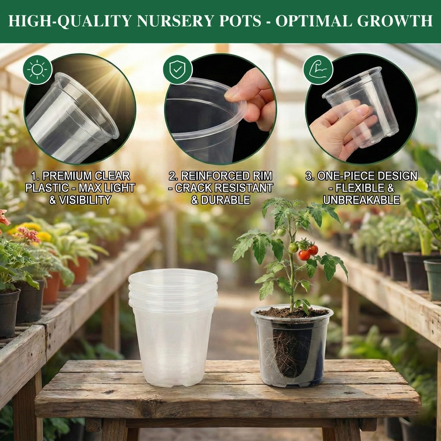 Clear Nursery Pots with Drainage, 81 Pcs Set, 4/5/6 Inch Plastic Pots for Indoor Plants, Seed Starter Kit with Plant Saucers, Clear Plant Pots with Drainage Holes, Pot Liners, Labels & Tools