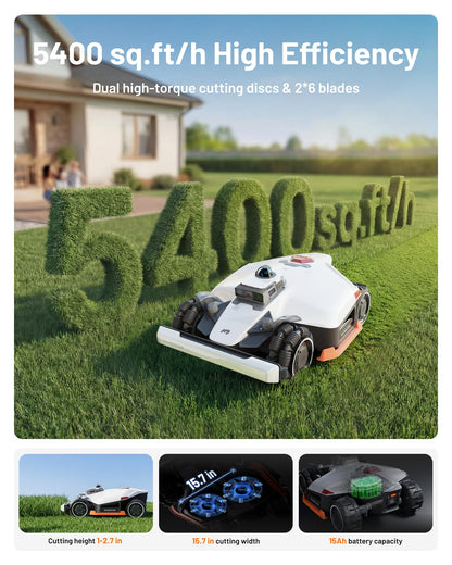 Mammotion LUBA 3 AWD 5000H Robot Lawn Mower with Garage (Ship Separately), 1.25 Acres, 360° LiDAR+NetRTK+AI Vision, All-Wheel-Drive for 80% Slopes, 50 Multi-Zone Management, Cutting Height 2.2"-4.0"