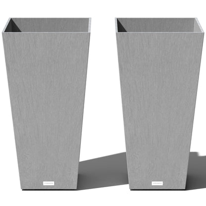 Veradek V-Resin Indoor/Outdoor Taper Planter, Set of 2 (30 inch, Black)