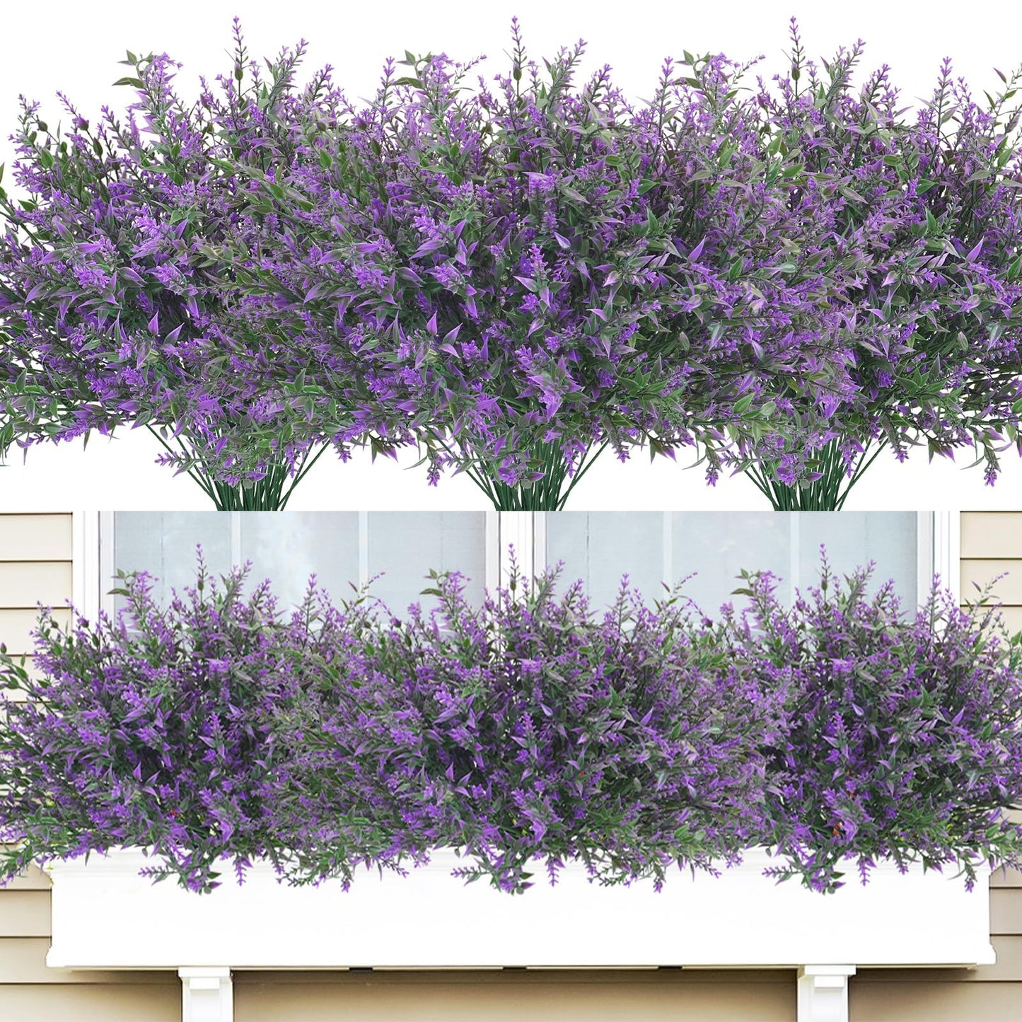 36 Pcs Artificial Flowers for Outdoors, Faux Artificial Plants UV Resistant Fake Plants Outside for Planter Porch Window Home Patio Yard Garden Decor (Mixed Purple)