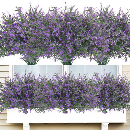 36 Pcs Artificial Flowers for Outdoors, Faux Artificial Plants UV Resistant Fake Plants Outside for Planter Porch Window Home Patio Yard Garden Decor (Mixed Purple)